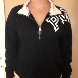 PINK half zip black sweatshirt